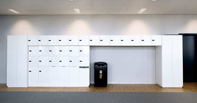 Op maat gemaakte lockers door Lande in het Havenhuis. Foto: Sarah Blee.
