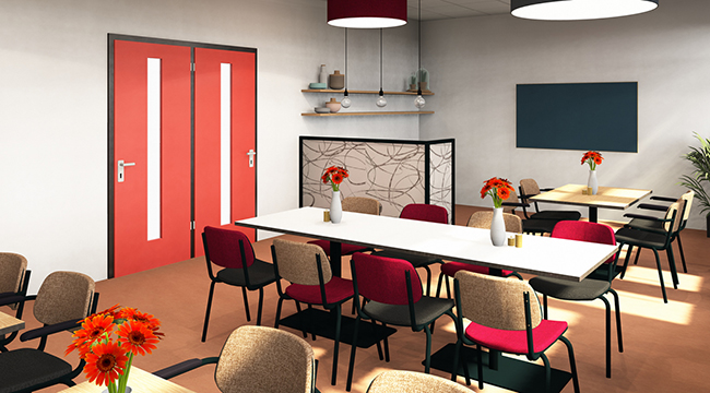 Het 3D ontwerp van de Lande studio voor de inrichting van het restaurant.